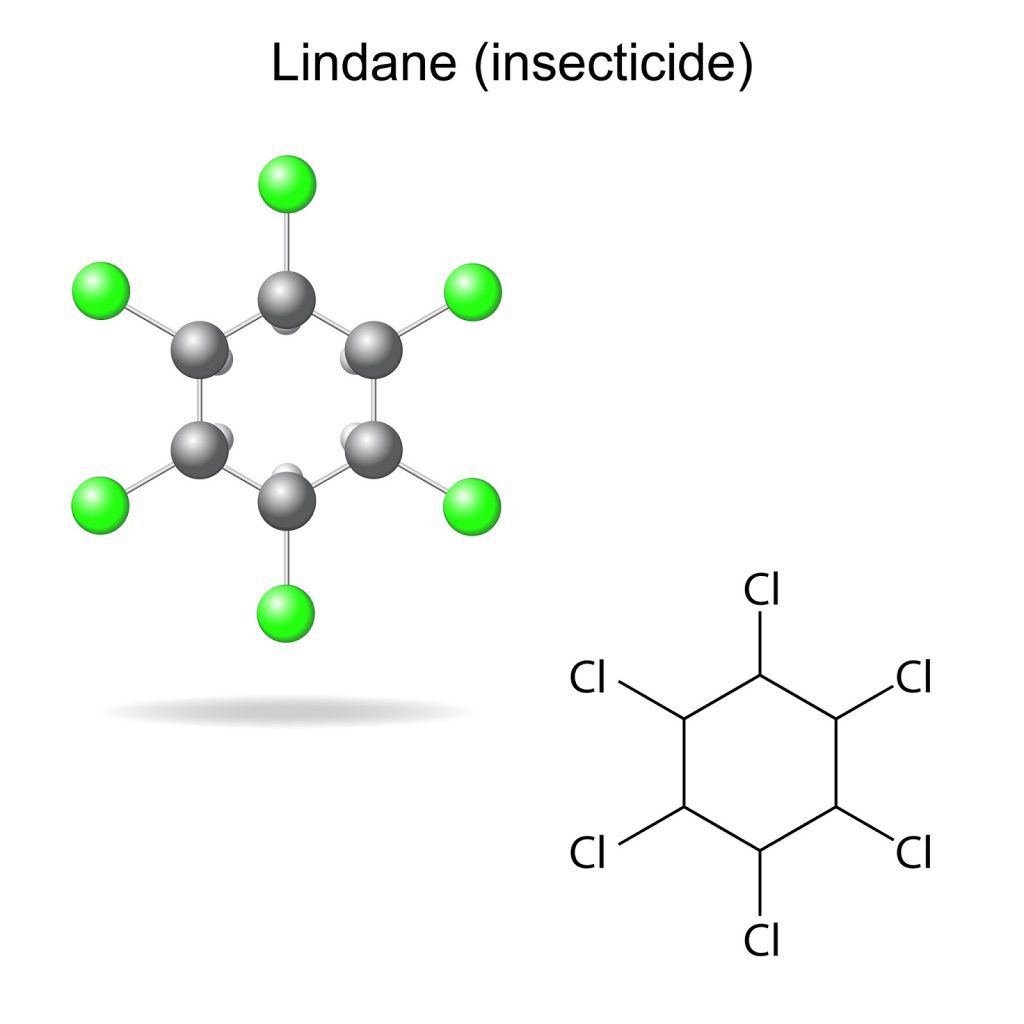 Lindane in tap water - model and formula of insecticide
