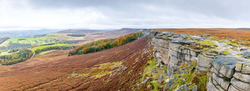 Stanage Edge in Peak district, an upland area in England at the southern end of the Pennines in the UK.